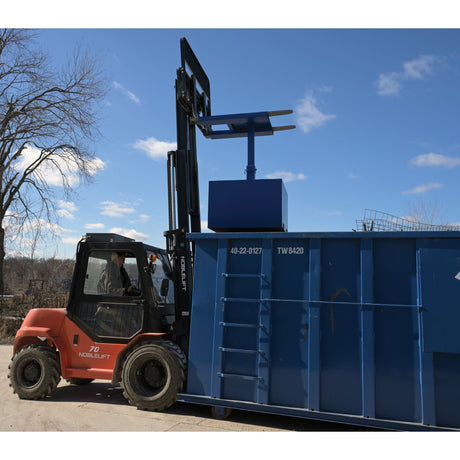 Vestil FWBC Fork-Mounted Trash Bin Compactor — Dead-Weight Forklift Waste Compactor, 2,000 & 4,000 lb, Empty or Cement-Filled