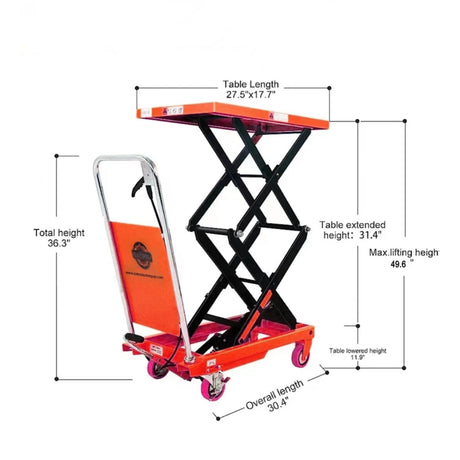 Katool KT-CT330 330 lbs Manual Scissor Lift Table Cart