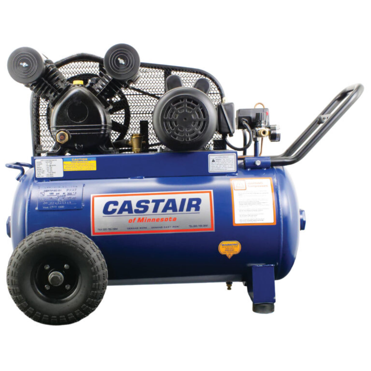 Castair Garage Series Single-Stage Air Compressor – 1.5 to 3.5 HP, 15–60 Gal ASME Tank