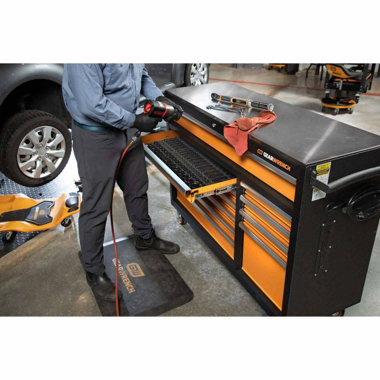GearWrench 83247 52" 11-Drawer GSX Rolling Tool Cabinet — Stainless Worktop, 1,800 lb Capacity