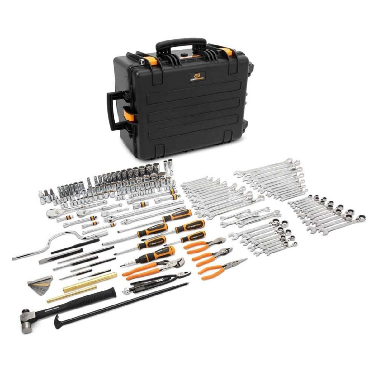GearWrench GWGMTK185 185-Pc General Mechanics Tool Kit — Foam Trays, IP67 Military-Grade Carrier