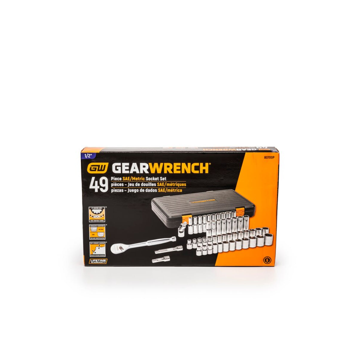 GearWrench 80700P 49-Pc 1/2" Drive 6-Point 120XP Socket Set — Standard & Deep, SAE & Metric