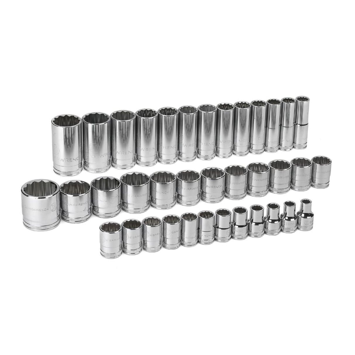 GearWrench 80730 37-Pc 1/2" Drive 12-Point Metric Socket Set — Standard & Deep, 9-36mm