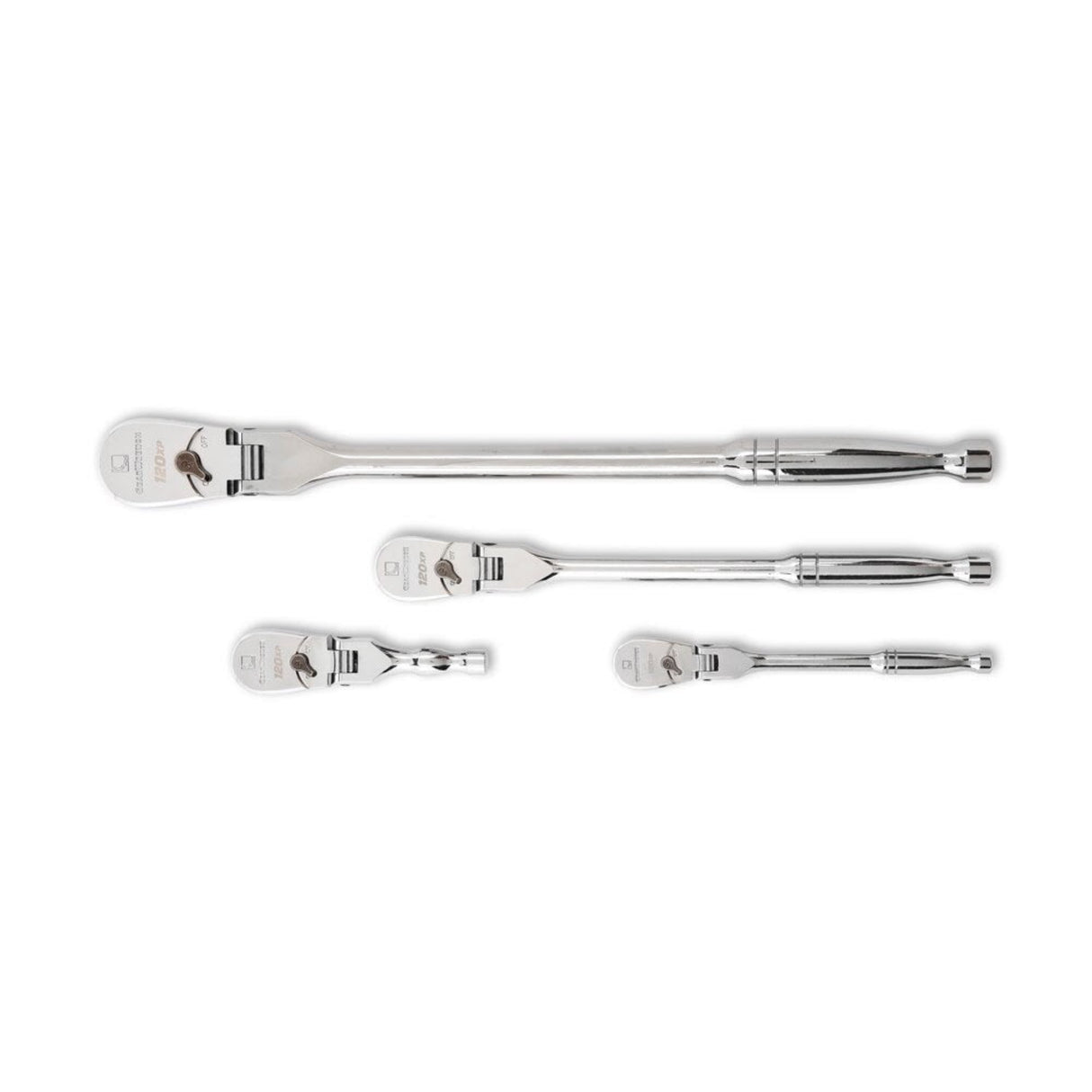 GearWrench 81230XP 4-Pc 120XP Flex Head Teardrop Ratchet Set — 1/4", 3/8" & 1/2" Drive