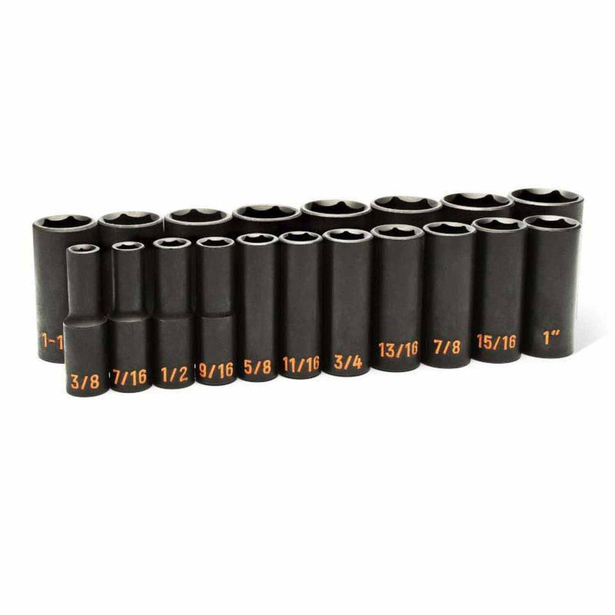 GearWrench 84934H 19-Pc 1/2" Drive 6-Point Hi-Viz SAE Deep Impact Socket Set