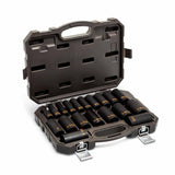 GearWrench 84934H 19-Pc 1/2" Drive 6-Point Hi-Viz SAE Deep Impact Socket Set
