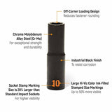 GearWrench 84935H 29-Pc 1/2" Drive 6-Point Hi-Viz Metric Deep Impact Socket Set