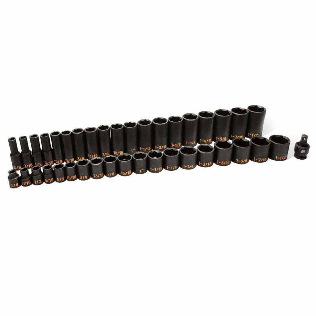 GearWrench 84947H 39-Pc 1/2" Drive 6-Point Hi-Viz SAE Impact Socket Set — Standard & Deep