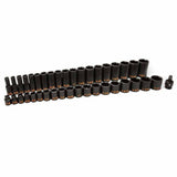 GearWrench 84947H 39-Pc 1/2" Drive 6-Point Hi-Viz SAE Impact Socket Set — Standard & Deep
