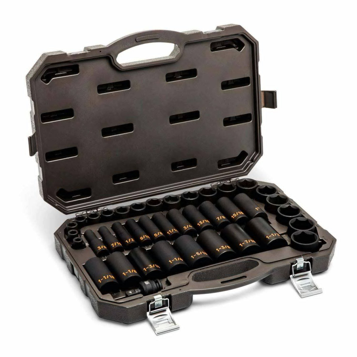 GearWrench 84947H 39-Pc 1/2" Drive 6-Point Hi-Viz SAE Impact Socket Set — Standard & Deep