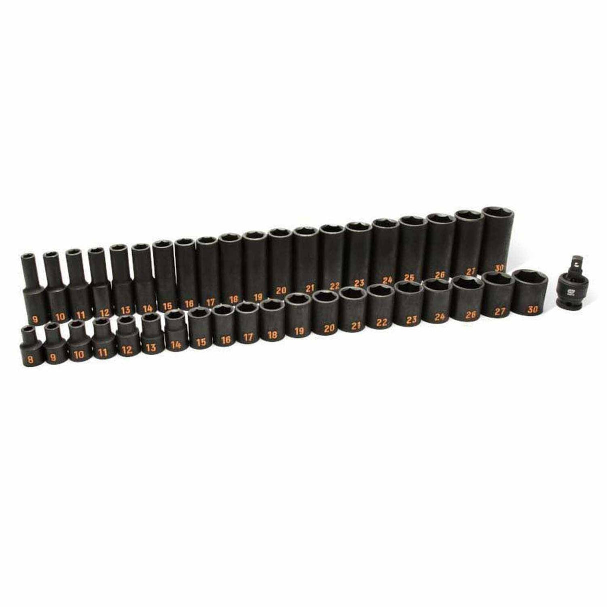 GearWrench 84948H 39-Pc 1/2" Drive 6-Point Hi-Viz Metric Impact Socket Set — Standard & Deep