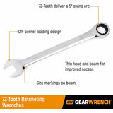 GearWrench 85034 34-Pc 72-Tooth 12-Point Ratcheting Wrench Set — SAE & Metric, Standard & Stubby