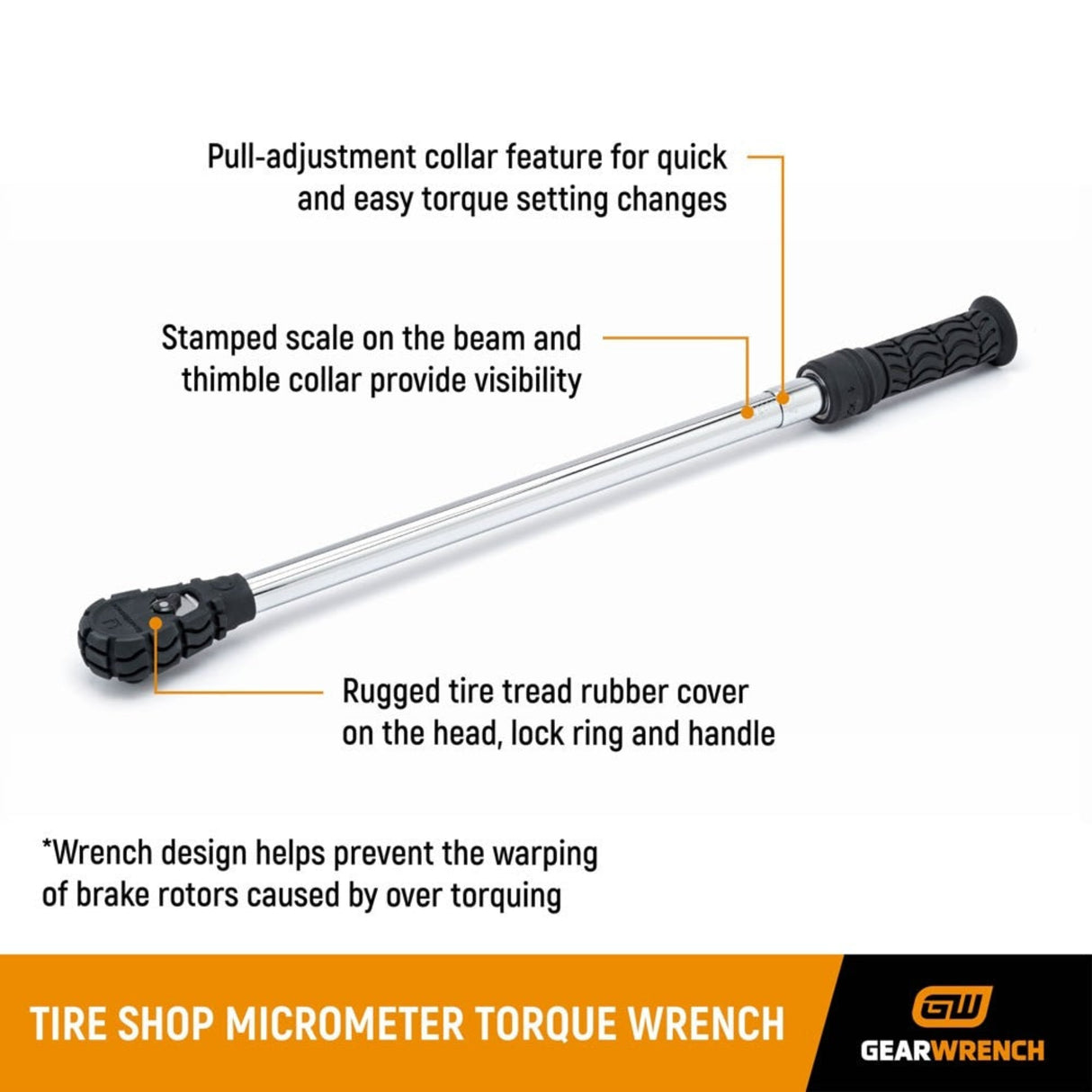 GearWrench 85088M 1/2" Drive Tire Shop Micrometer Torque Wrench — 30-250 ft/lb