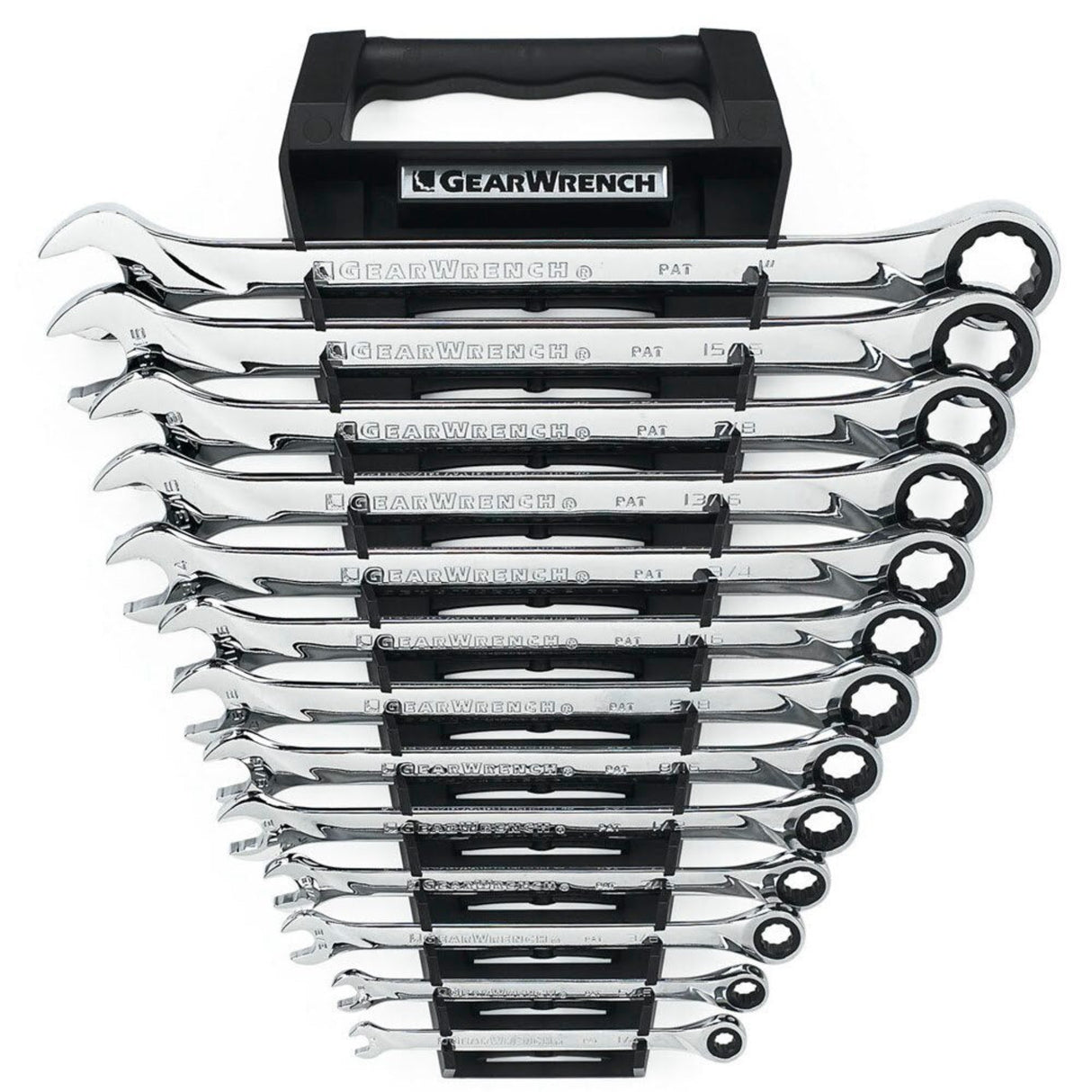 GearWrench 85199 13-Pc 72-Tooth 12-Point XL Ratcheting Wrench Set — SAE 1/4" to 1"