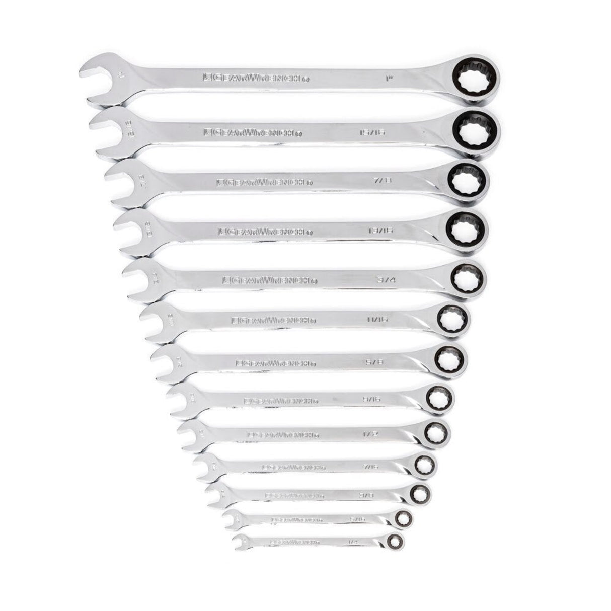 GearWrench 85199 13-Pc 72-Tooth 12-Point XL Ratcheting Wrench Set — SAE 1/4" to 1"