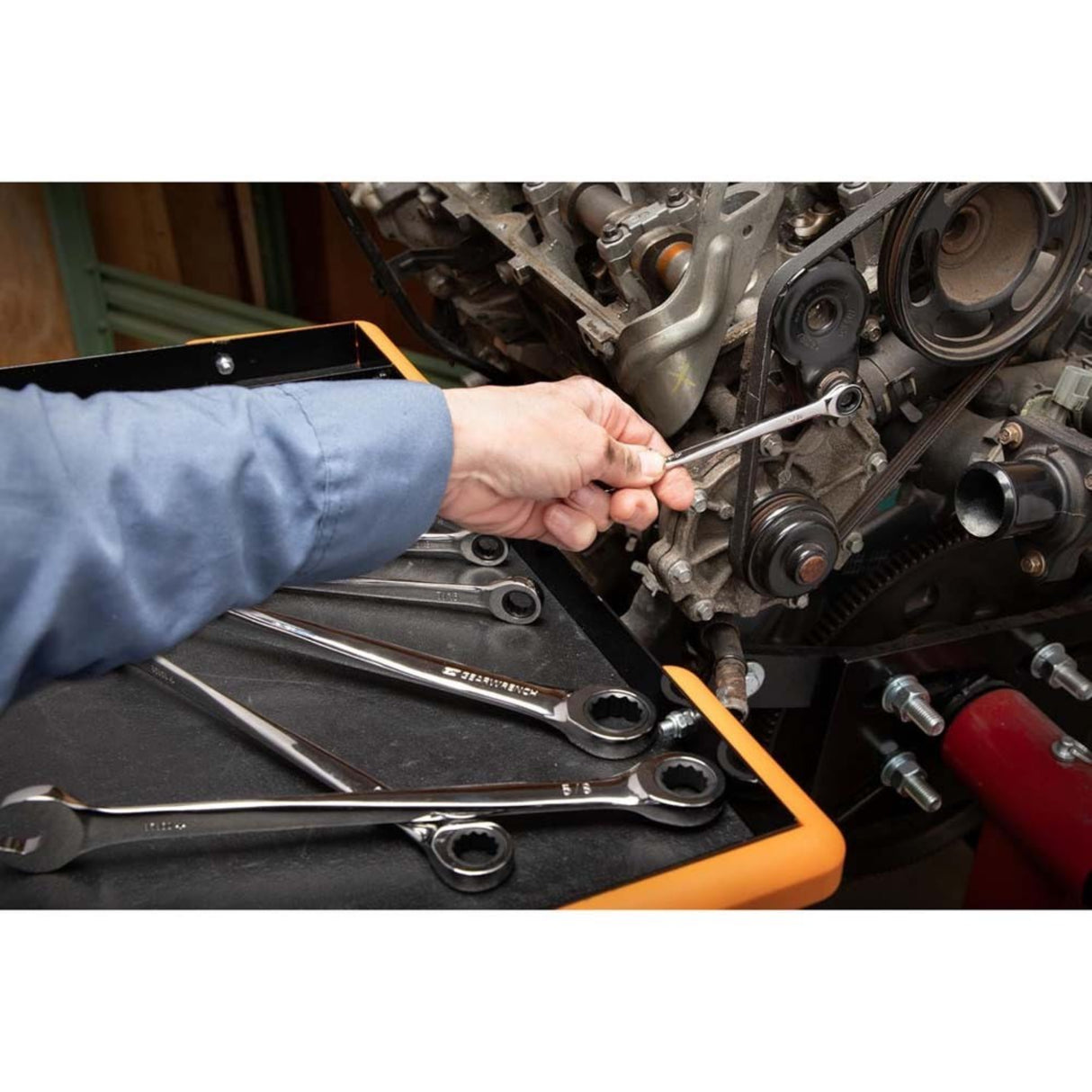 GearWrench 85898 9-Pc 72-Tooth 12-Point XL X-Beam Ratcheting Wrench Set — SAE 5/16" to 3/4"