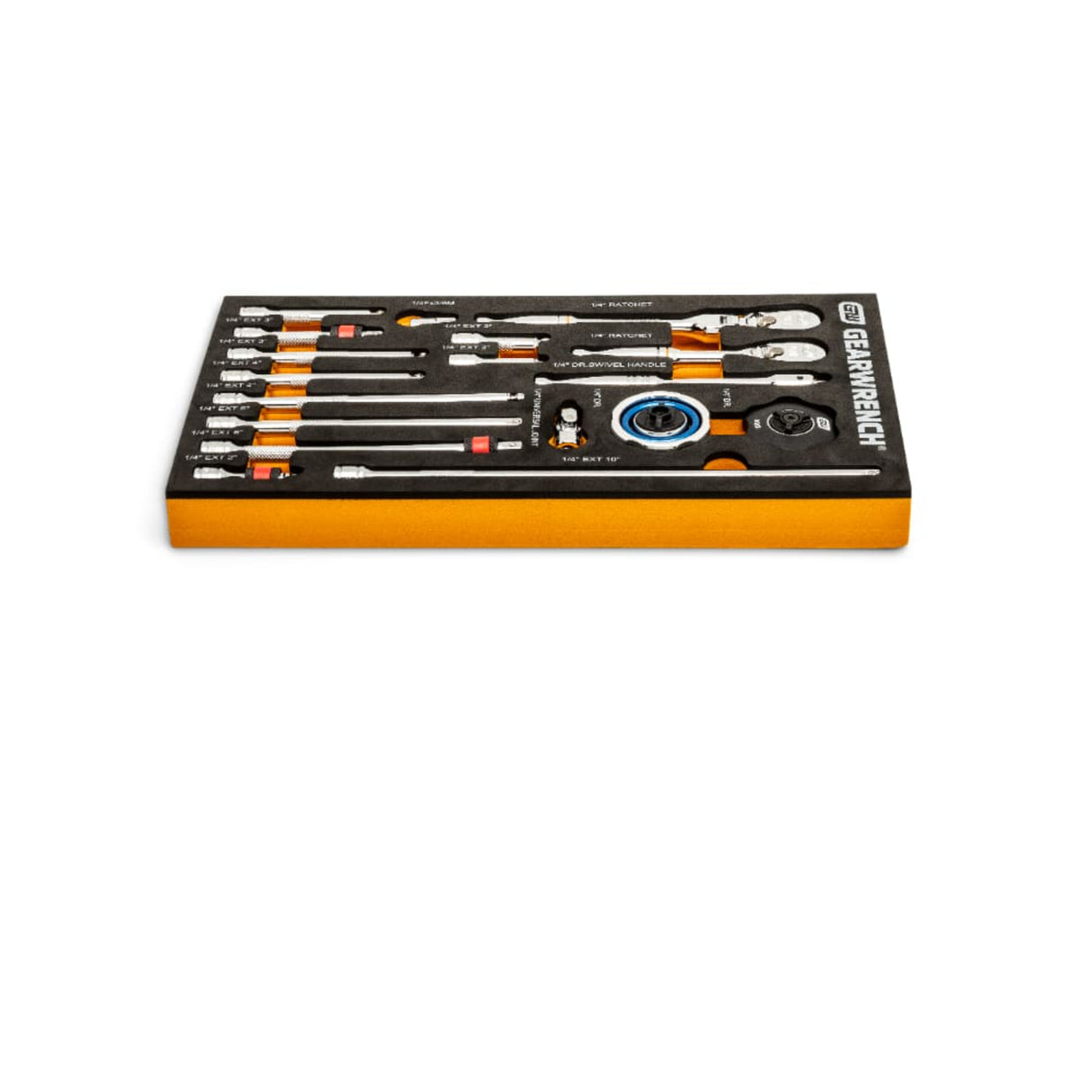 GearWrench 86520 18-Pc 1/4" Drive 90-Tooth Ratchet & Drive Tool Set — EVA Foam Tray