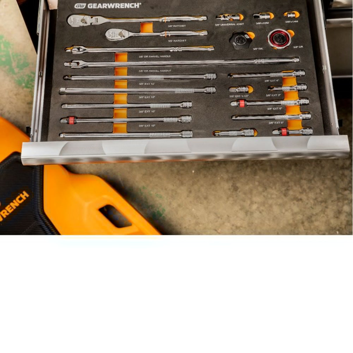 GearWrench 86521 21-Pc 3/8" Drive 90-Tooth Ratchet & Drive Tool Set — EVA Foam Tray