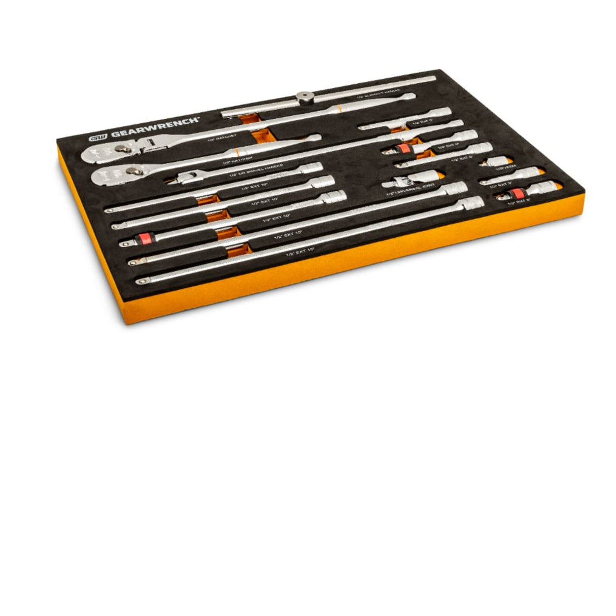 GearWrench 86522 18-Pc 1/2" Drive 90-Tooth Ratchet & Drive Tool Set — EVA Foam Tray