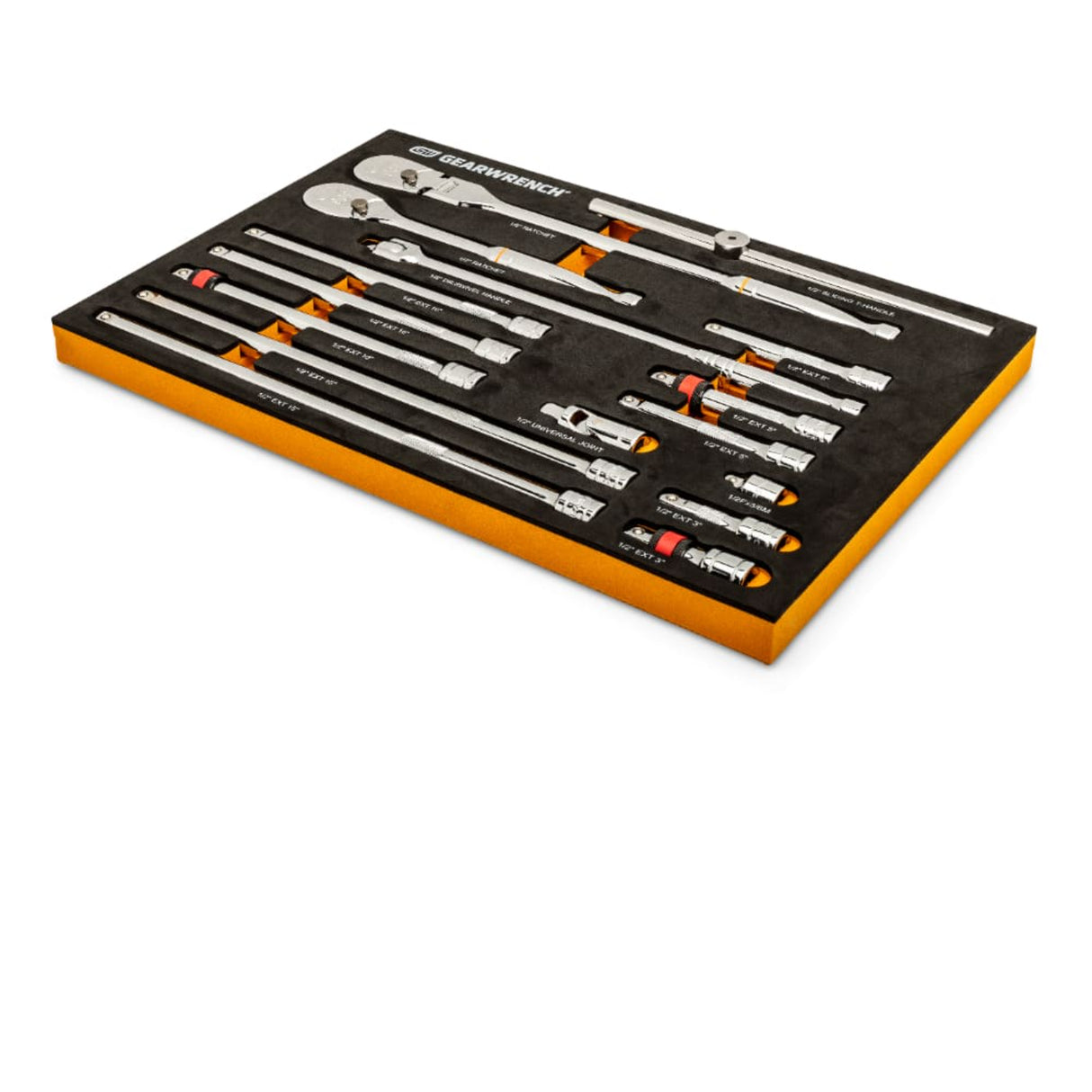 GearWrench 86522 18-Pc 1/2" Drive 90-Tooth Ratchet & Drive Tool Set — EVA Foam Tray