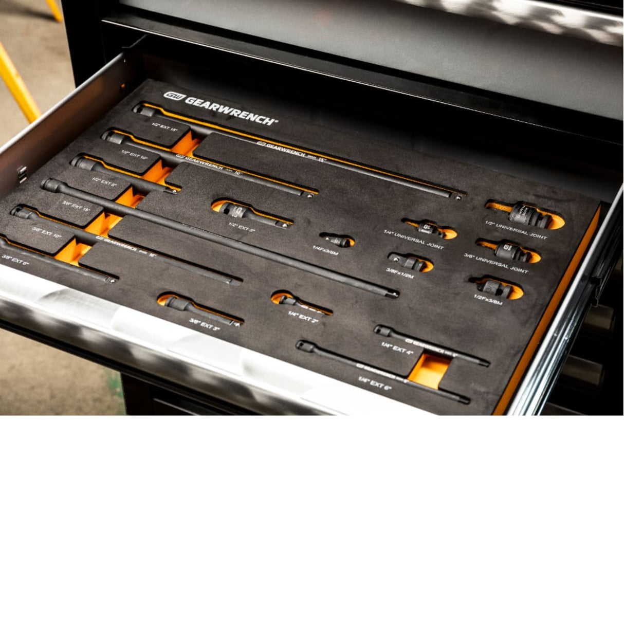 GearWrench 86524 17-Pc Impact Drive Accessory Set — 1/4", 3/8", 1/2" Drive, EVA Foam Tray