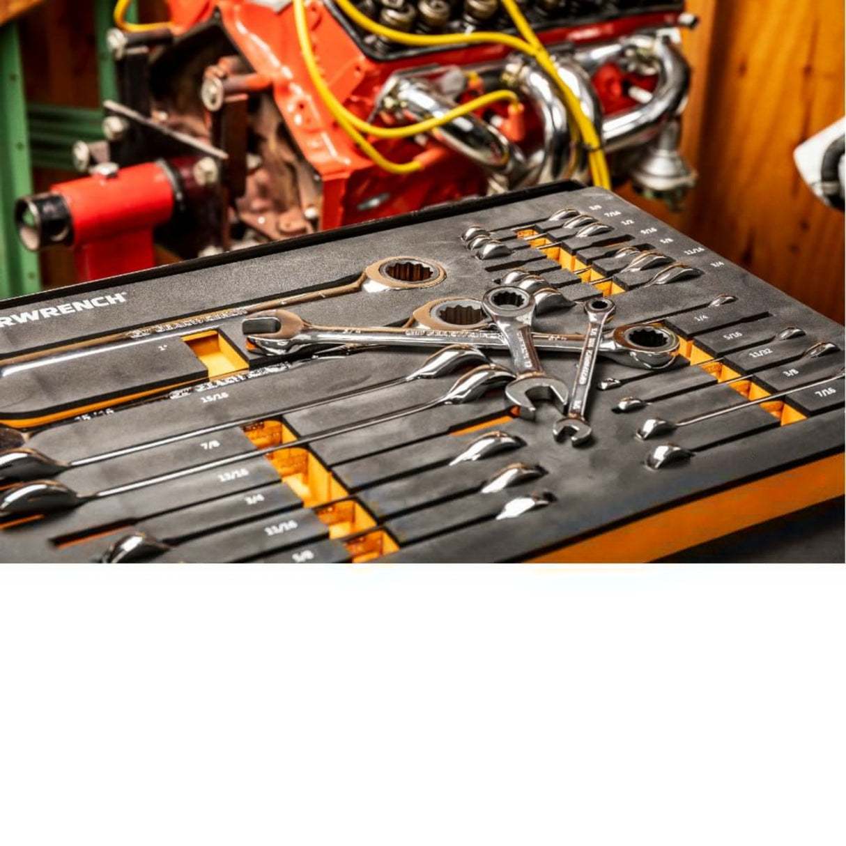GearWrench 86526 21-Pc 72-Tooth 12-Point SAE Ratcheting Wrench Set — Standard & Stubby, EVA Tray
