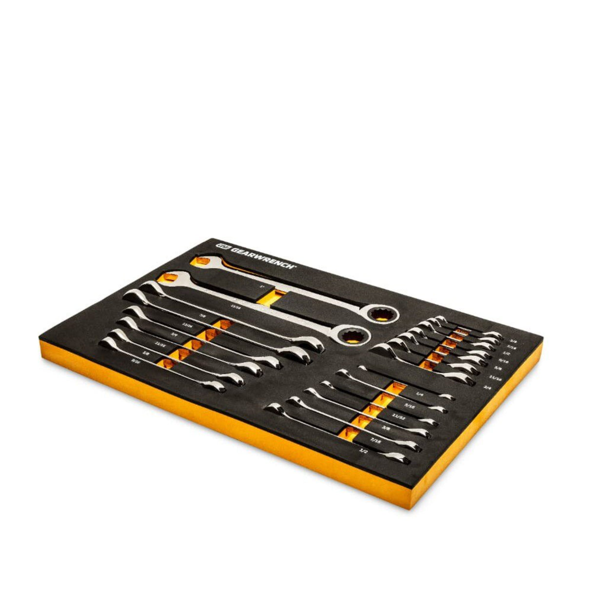 GearWrench 86526 21-Pc 72-Tooth 12-Point SAE Ratcheting Wrench Set — Standard & Stubby, EVA Tray
