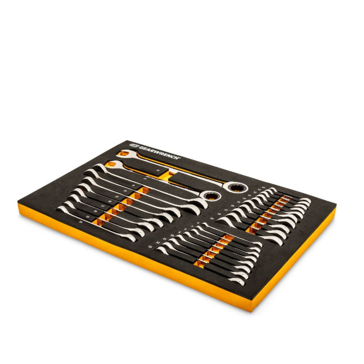 GearWrench 86527 28-Pc 72-Tooth 12-Point Metric Ratcheting Wrench Set — Standard & Stubby, EVA Tray