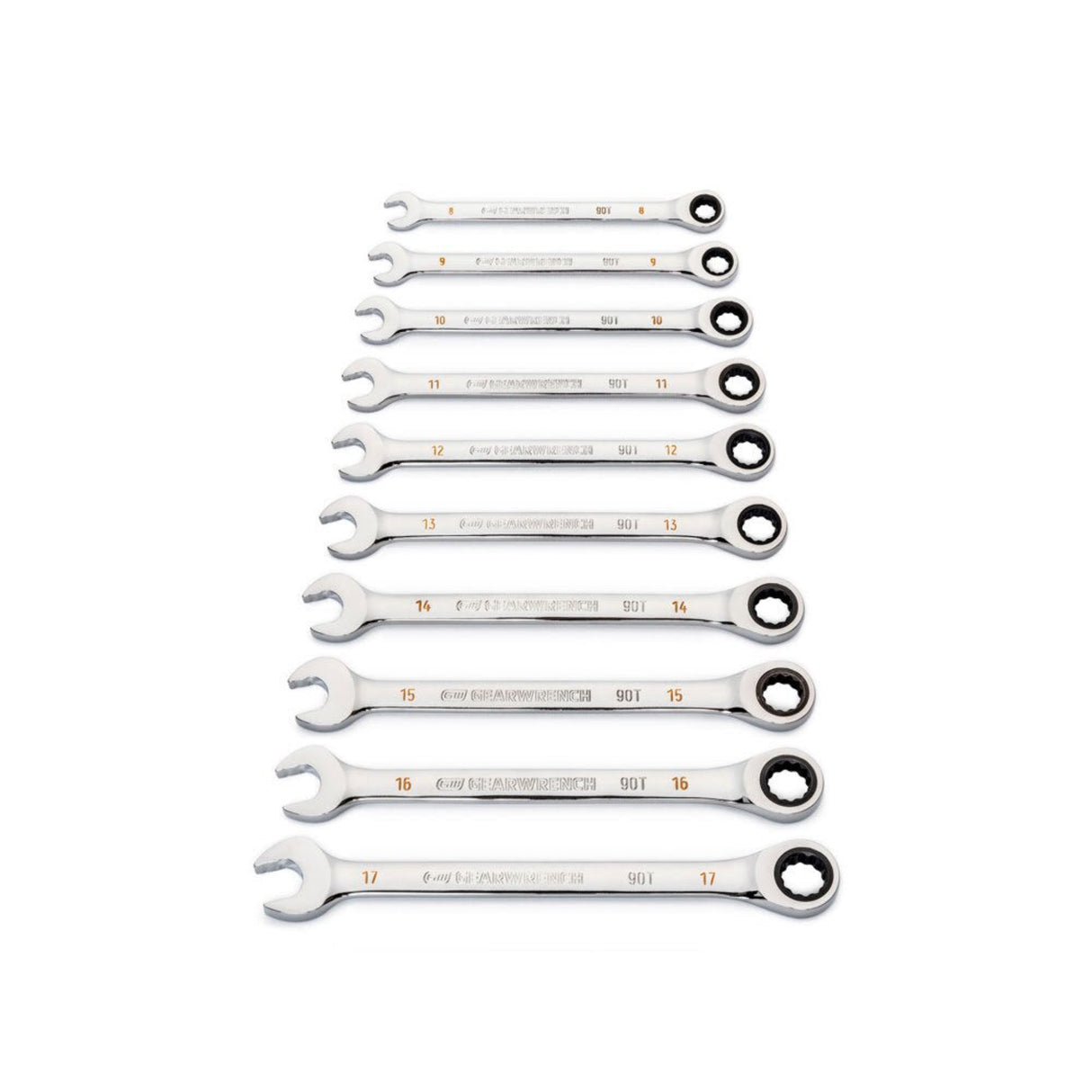 GearWrench 86927 12-Pc 90-Tooth 12-Point Ratcheting Combination Wrench Set — Metric