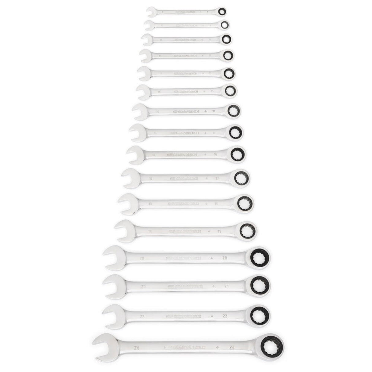 GearWrench 9416 16-Pc 72-Tooth 12-Point Ratcheting Combination Wrench Set — Metric