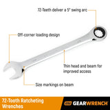 GearWrench 9416 16-Pc 72-Tooth 12-Point Ratcheting Combination Wrench Set — Metric