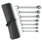 GearWrench 9567RN 7-Pc 72-Tooth 12-Point Reversible Ratcheting Wrench Set — SAE 3/8" to 3/4", Tool Roll