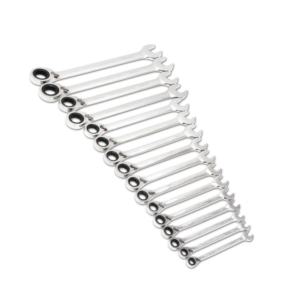 GearWrench 9602N 16-Pc 72-Tooth 12-Point Reversible Ratcheting Wrench Set — Metric