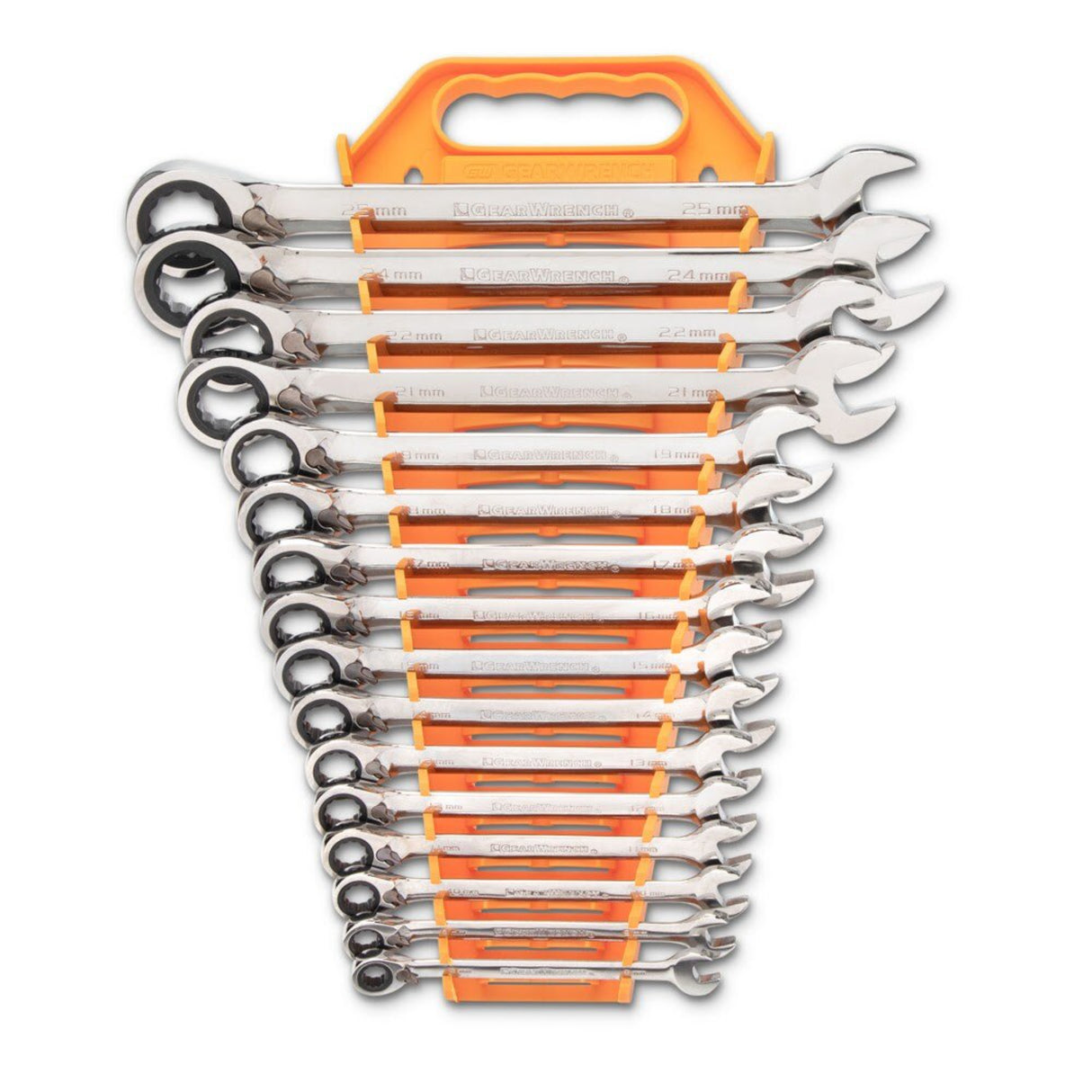 GearWrench 9602N 16-Pc 72-Tooth 12-Point Reversible Ratcheting Wrench Set — Metric