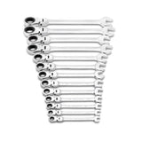 GearWrench 9702D 13-Pc 72-Tooth 12-Point Flex Head Ratcheting Wrench Set — SAE 5/16" to 1"