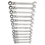 GearWrench 9901D 12-Pc 72-Tooth 12-Point Flex Head Ratcheting Wrench Set — Metric