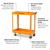 GearWrench GWMSC 36" 2-Shelf Steel Utility Cart — 440 lb Capacity, Locking Casters