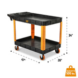 GearWrench GWPSCM 46" 2-Shelf Plastic Utility Cart — 500 lb Capacity, Locking Casters