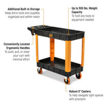 GearWrench GWPSCS 40" 2-Shelf Heavy Duty Utility Cart — 500 lb Capacity, Locking Casters