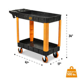 GearWrench GWPSCS 40" 2-Shelf Heavy Duty Utility Cart — 500 lb Capacity, Locking Casters