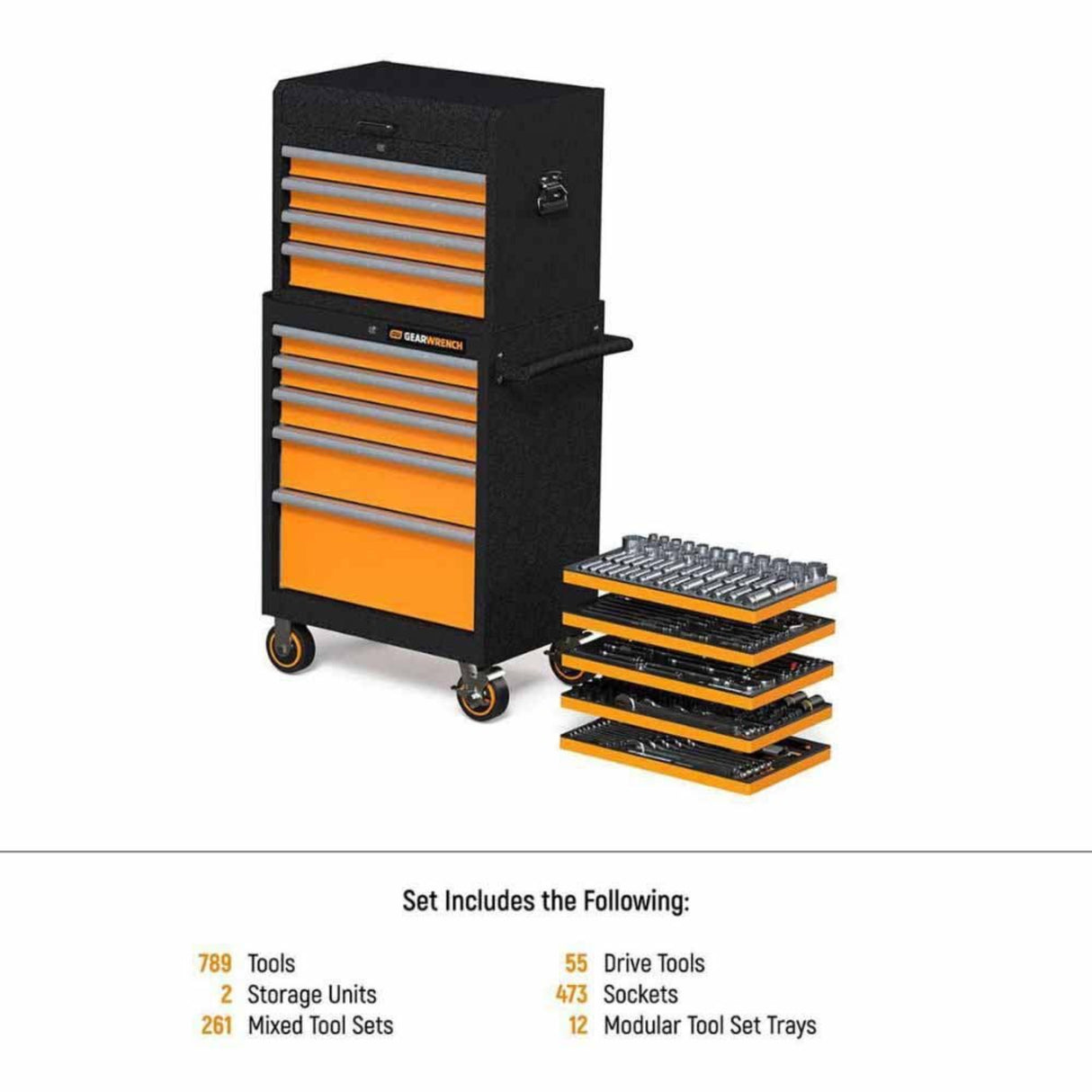 GearWrench MEGAMODPRO 791-Pc Master Technician Set — 26" GSX Chest & Cart, Foam Trays
