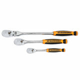 GearWrench 81203T 3-Pc 90-Tooth Dual Material Teardrop Ratchet Set — 1/4" & 3/8" Drive