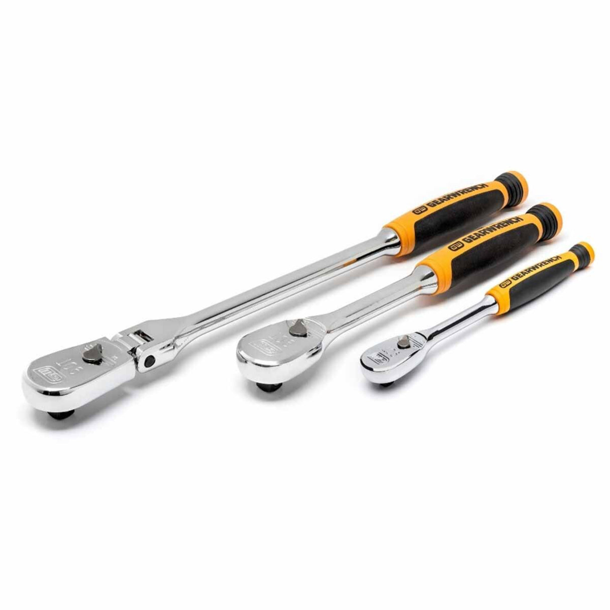 GearWrench 81203T 3-Pc 90-Tooth Dual Material Teardrop Ratchet Set — 1/4" & 3/8" Drive