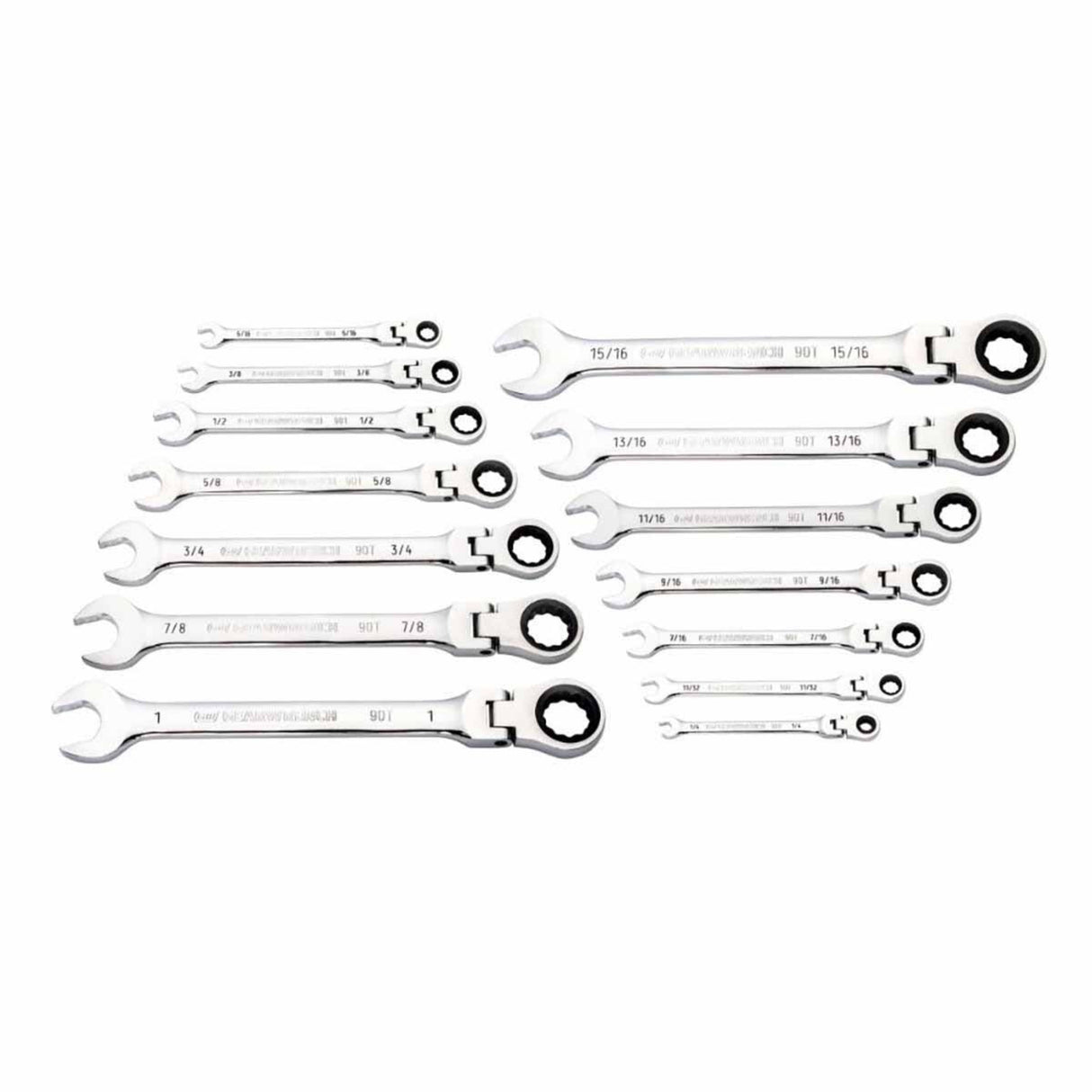 GearWrench 86759 14-Pc 90-Tooth 12-Point Flex Head Ratcheting Wrench Set — SAE
