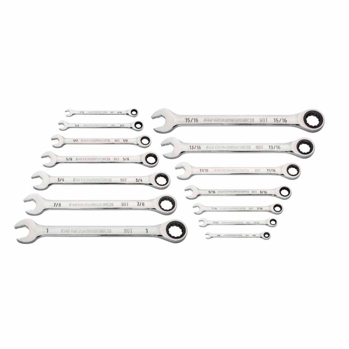GearWrench 86959 14-Pc 90-Tooth 12-Point Ratcheting Combination Wrench Set — SAE