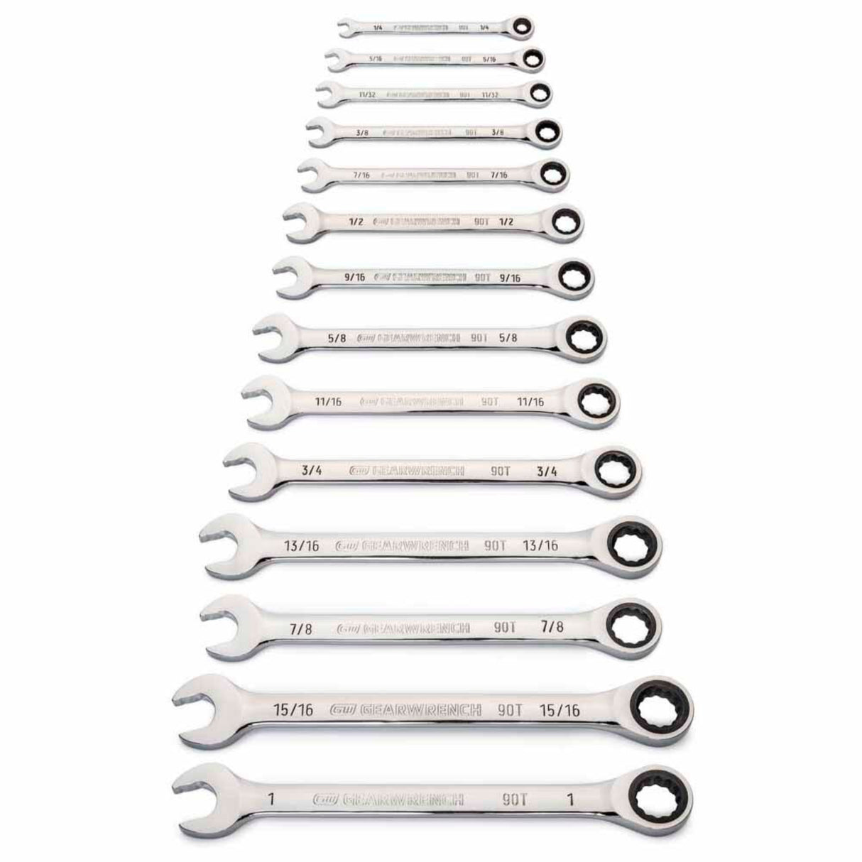 GearWrench 86959 14-Pc 90-Tooth 12-Point Ratcheting Combination Wrench Set — SAE