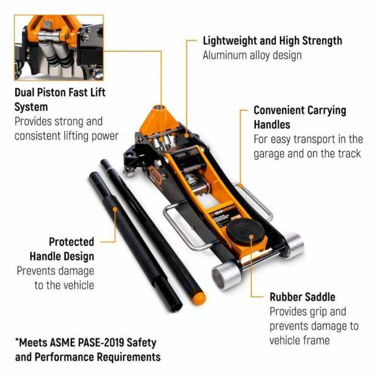 GearWrench GWALFJ2T 2-Ton Aluminum Racing Jack — Dual Piston Fast Lift