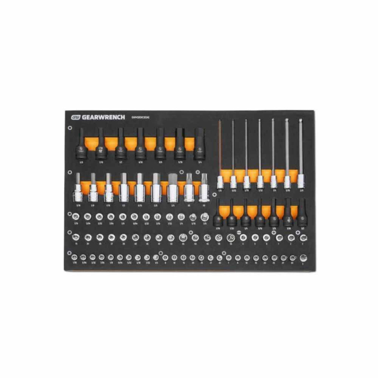 GearWrench GWMSBSKCBSAE 88-Pc SAE Bit Socket Set — 1/4", 3/8", 1/2" Drive, Foam Tray