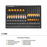 GearWrench GWMSBSKCBSAE 88-Pc SAE Bit Socket Set — 1/4", 3/8", 1/2" Drive, Foam Tray
