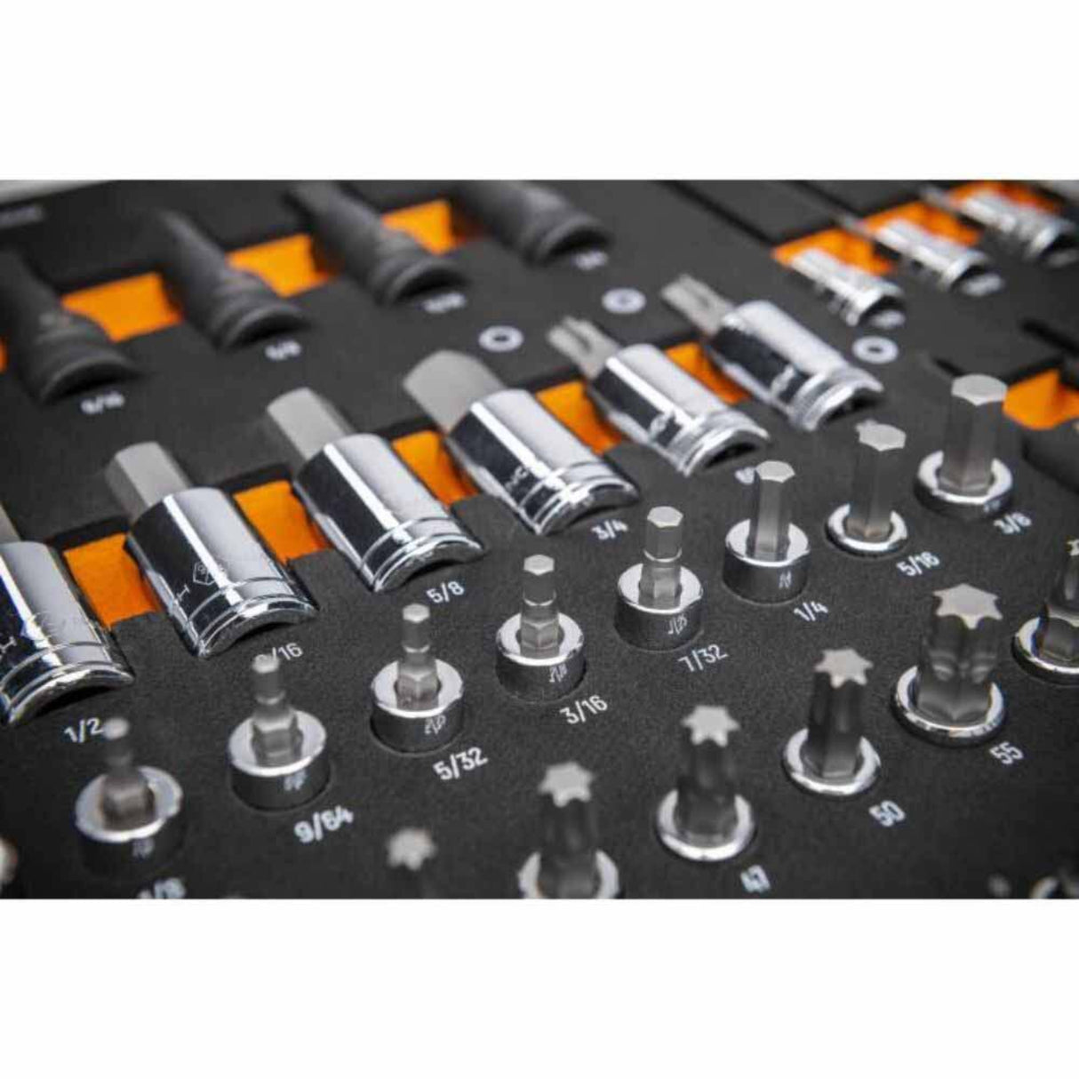GearWrench GWMSBSKCBSAE 88-Pc SAE Bit Socket Set — 1/4", 3/8", 1/2" Drive, Foam Tray